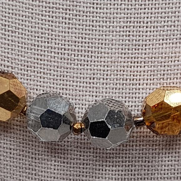 Vintage Marvella Crystal Necklace, Topaz Silver Beads 8mm, 16 1/2 Inches, 1950s - Picture 5 of 12